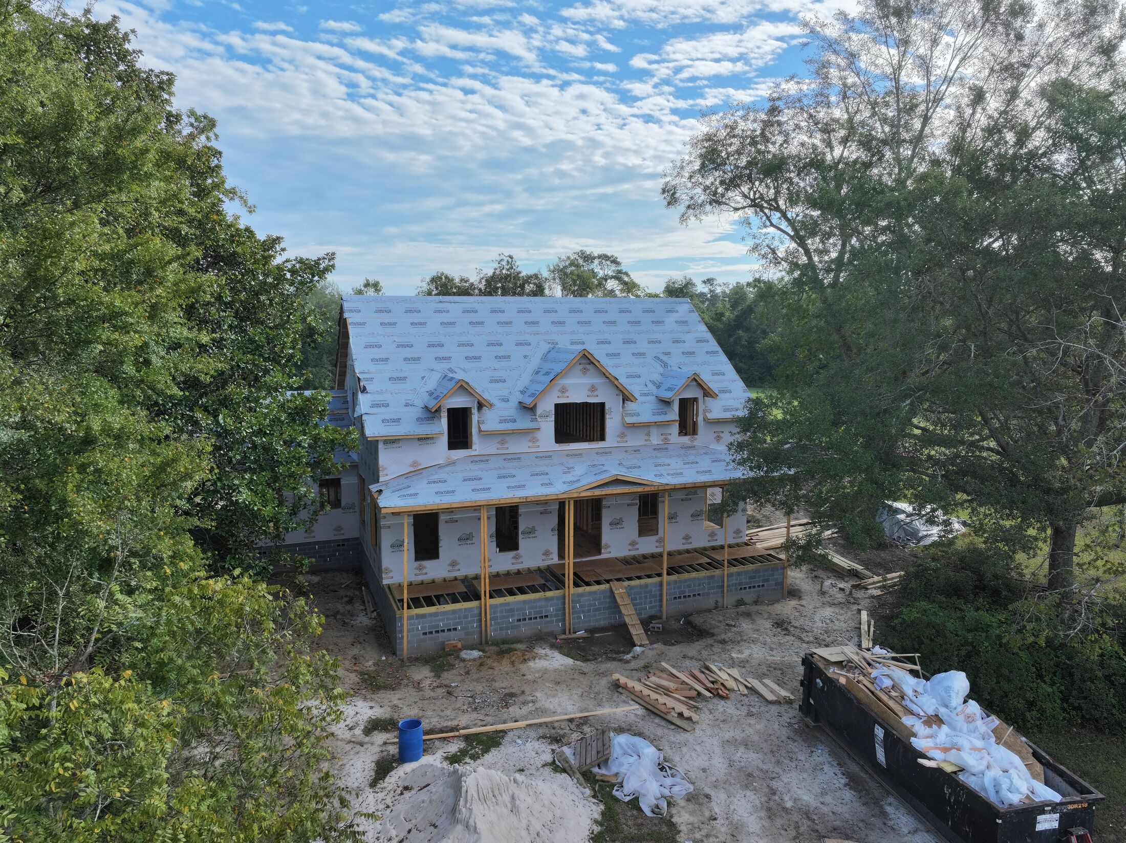 Finished custom home aerial